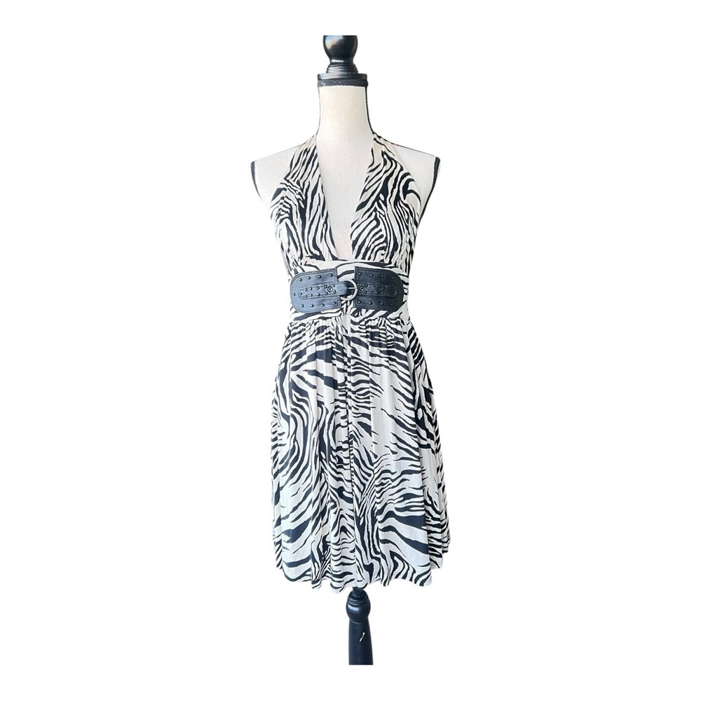 Marciano Black and White Zebra Print Backless Dress Size M - Picture 6 of 8